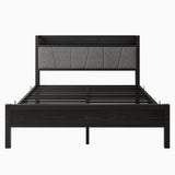 Queen Size Bed Frame with Storage Headboard and Charging Station
