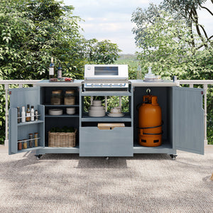 K&K 66.5" Outdoor Kitchen Island for Big Green Egg Grills