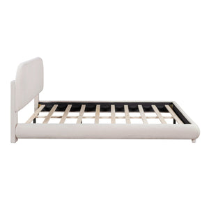 Upholstered Platform Bed With Thick Solid Frame And Stylish Curve-Shaped Design