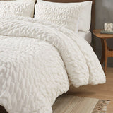 Full/Queen Ruched Fur Down Alternative Comforter Set