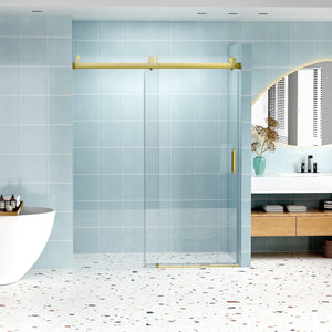 Frameless Soft-Closing Shower Door, 1/4" Tempered Glass Single Sliding