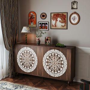 60" Vintage Mandala Carved Sideboard