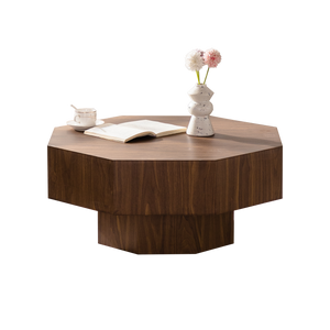 30.51 Inch Wooden Octagonal Coffee Table for Living Room