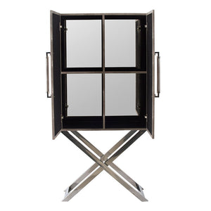 Cabinet - Silver - Faux Leather