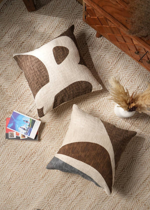 Handcrafted Cotton Slub Abstract Printed Square Pillow