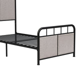 Twin Size Linen Upholstered Platform Metal Bed Frame with Fabric Headboard and Footboard