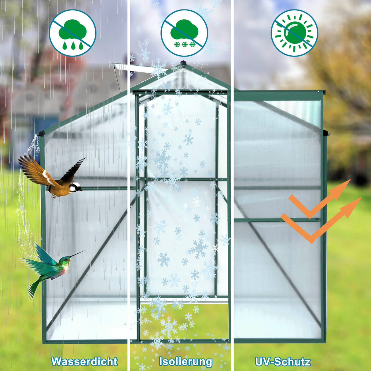 Polycarbonate Greenhouse - 6'x8' Heavy Duty Walk-in Plant Garden Greenhouse