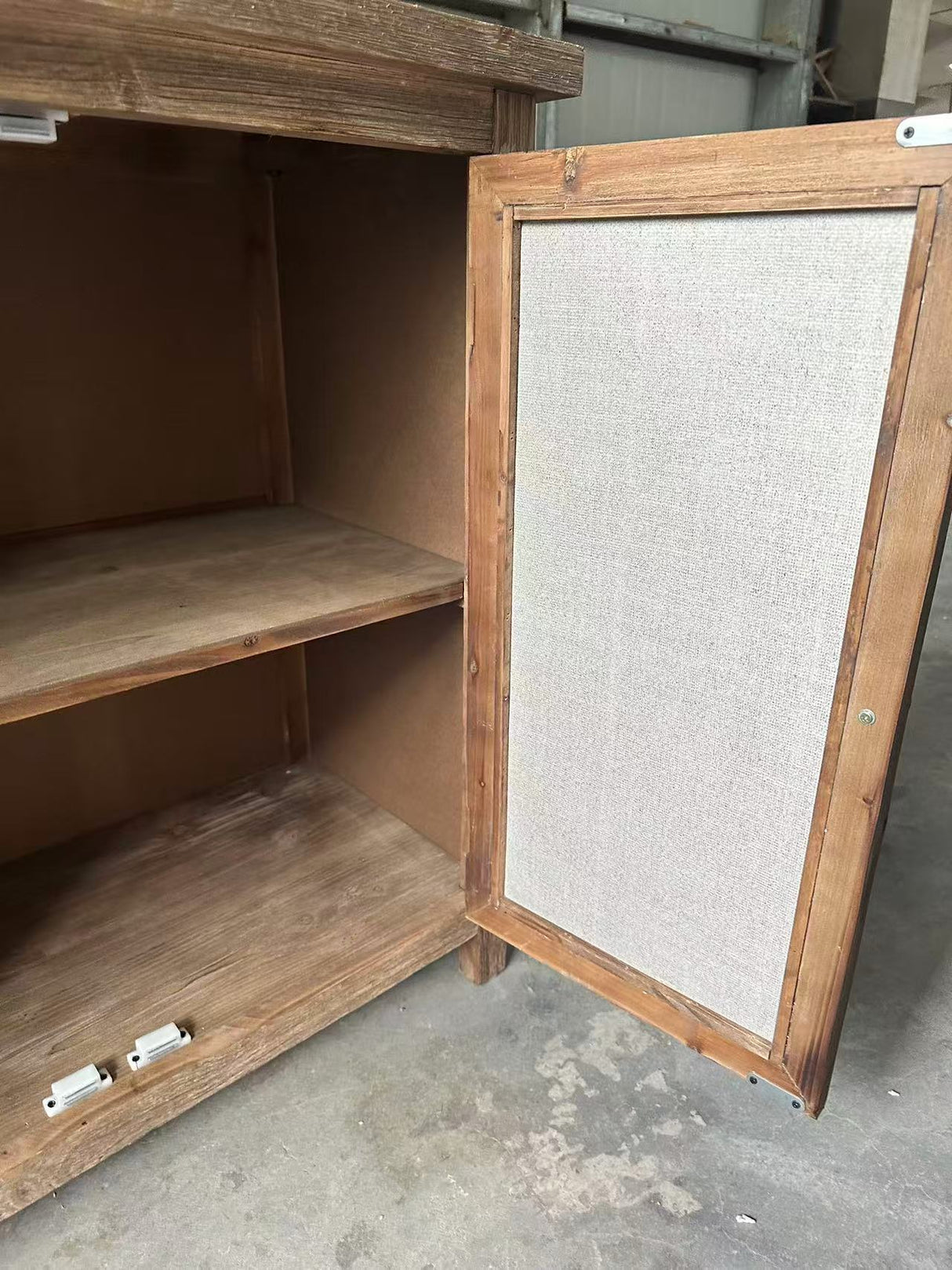 Rustic Natural Aged Brown Solid Wood Transitional Storage Cabinet – 31.89"