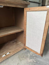 Rustic Natural Aged Brown Solid Wood Transitional Storage Cabinet – 31.89"