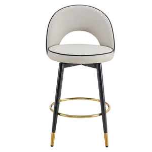 Modern Upholstered 360° Rotatable Bar Chair With Metal Legs For Dining Room (Set of 2)