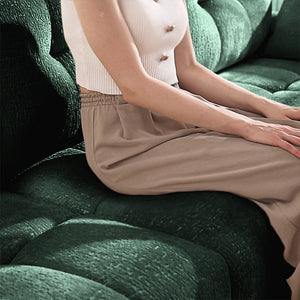 Ergonomic Single Seater Sofa with Ottoman in High-Green Chenille