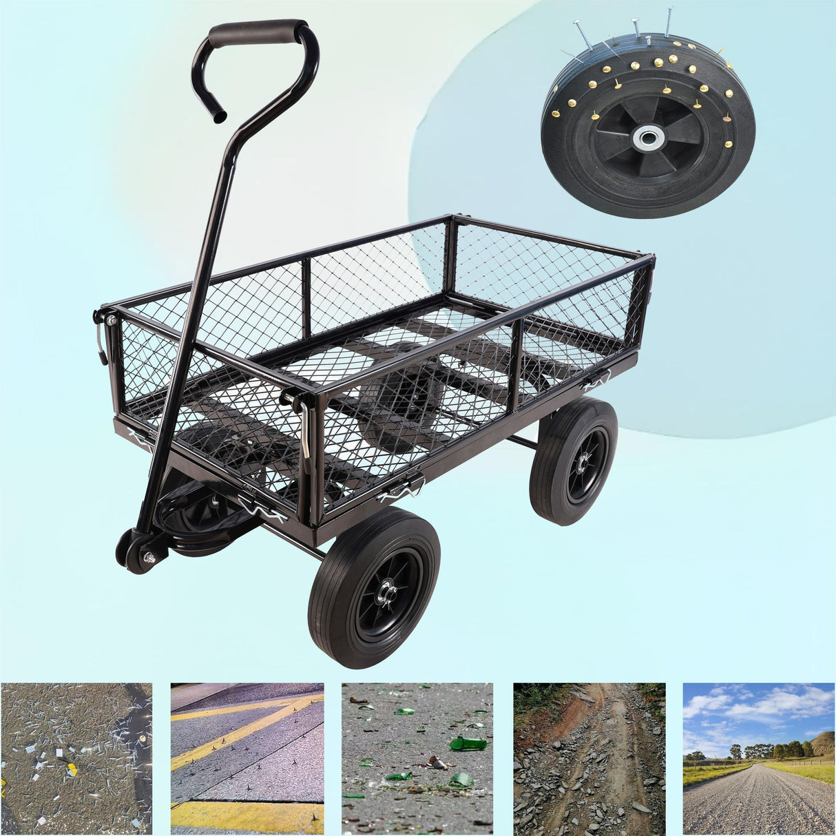 Solid Wheels Garden Cart Wagon