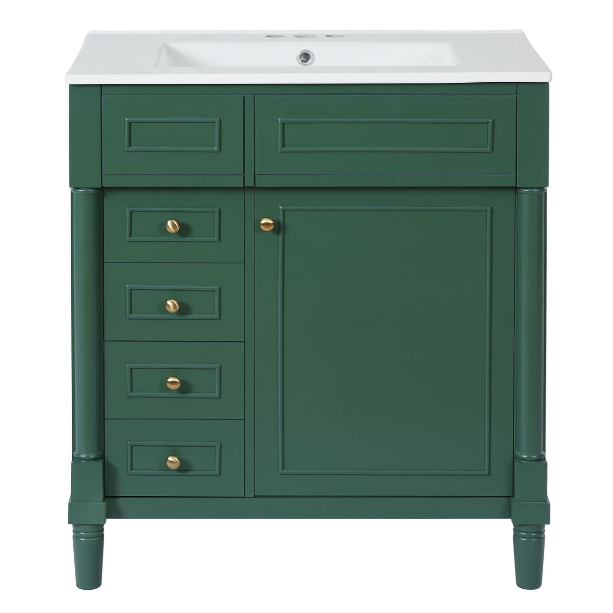 Bathroom Vanity With Sink, Freestanding Storage Cabinet & 2 Drawers And Soft Closing Door, Solid Legs, Frame, Basin,