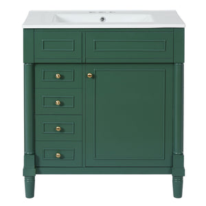 Bathroom Vanity With Sink, Freestanding Storage Cabinet & 2 Drawers And Soft Closing Door, Solid Legs, Frame, Basin,
