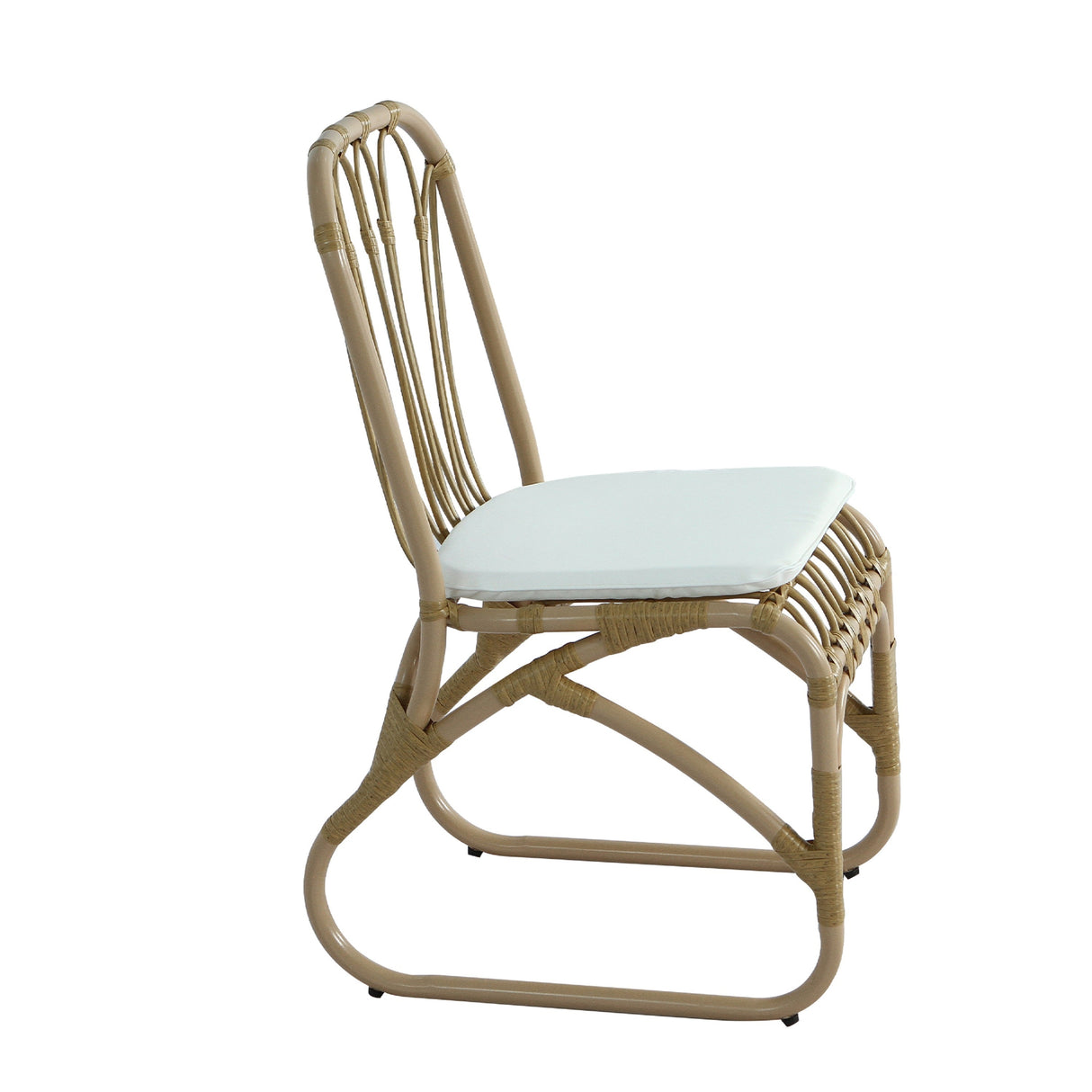 7-Piece Outdoor Dining Set for 6 with Acacia Wood Top & Rattan Chairs