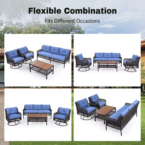 GO 4 Pieces Patio Furniture Set with Swivel Chairs Outdoor Wicker Sofas