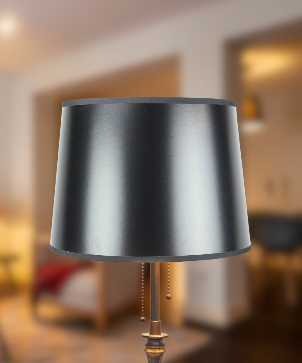 14"W x 10"H Black Parchment Gold-Lined Drum Lampshade