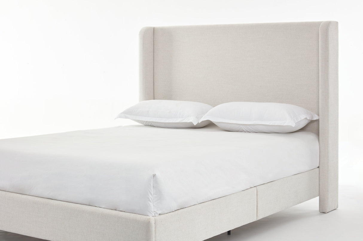 Harper upholstered bed, 54" headboard, textured ivory canvas