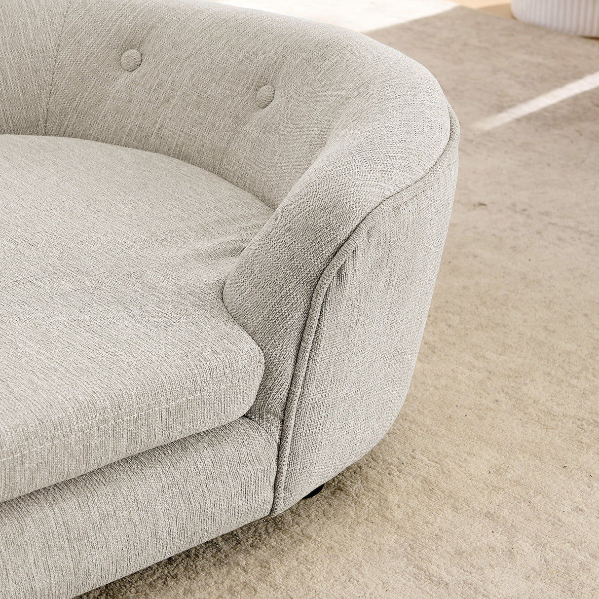 OVERSIZED Size Oval Semi-Enclosed Dog Sofa - Durable Linen Material, Button-Tufted Backrest, High-Center Low-Sides Support & Plush Comfort-Beige