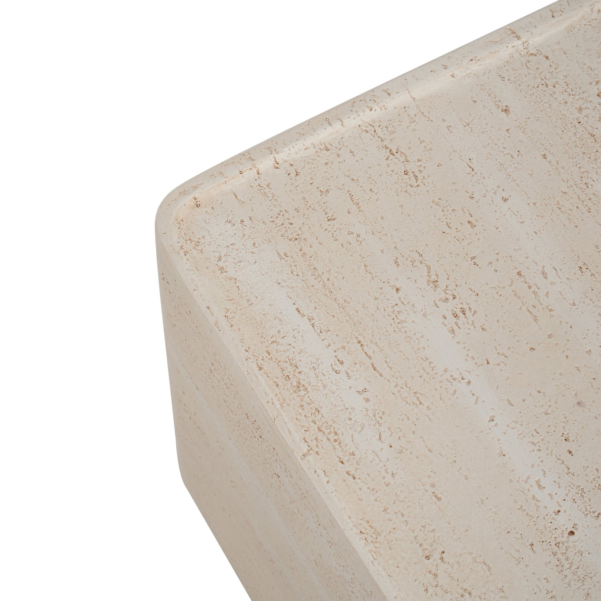 Daphne Outdoor Patio MGO Side Table Beige Travertine Finish