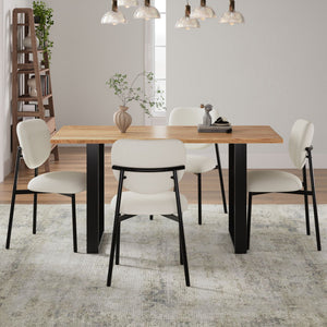 Modern Upholstered Dining Chairs With Metal Legs (Set of 2) - Beige