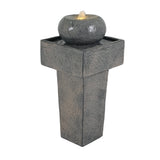 25.59'H Minimalist Concrete Column Fountain with LED Lighting