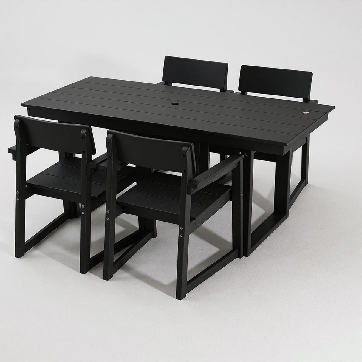 5 Piece Outdoor Dining Set with Umbrella Hole and 4 Armrest Chairs