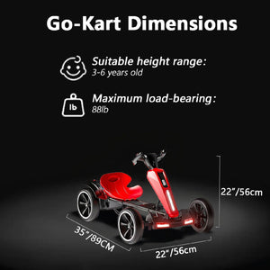Electric Kids Pedal Go Kart With Adjustable Seat, Foldable Design