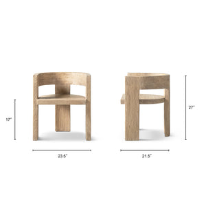 Soren Solid Reclaimed Elm Sculptural Accent Curved Dining Chair, Heritage Light Natural Brown