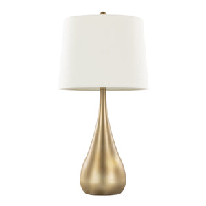 Pebble 29" Contemporary Metal Table Lamp Set in Gold with White Linen Shade - Set of 2