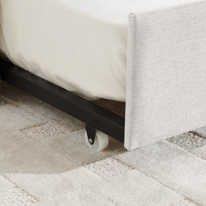 Upholstered Daybed With Trundle With Vertical Stripes