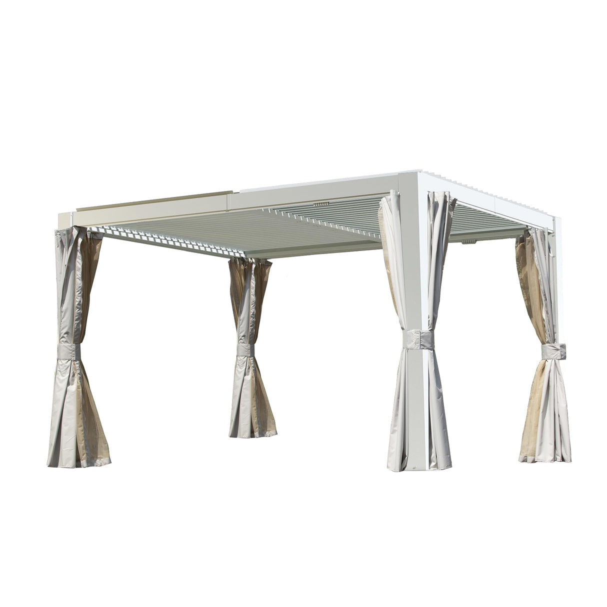 10x12 FT Outdoor Louvered Pergola with Adjustable Louvers - White