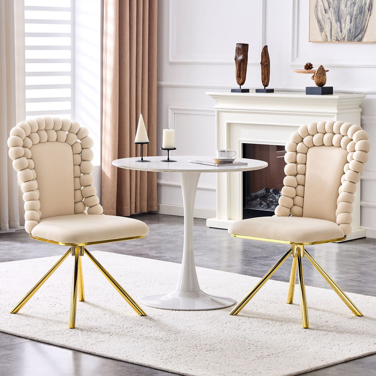 Puffy Bubble Ball Chain Chair for Dining Room & Kitchen (Set of 2)