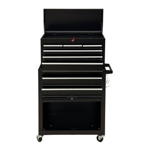 8‑Drawer High‑Capacity Rolling Tool Chest, 2‑in‑1 Detachable Top Box,Metal Tool Storage Cabinet with Drawer Liners, Lockable Wheels &  Side Hooks, Heavy‑Duty Tool Cart for Garage Workshop‑Black