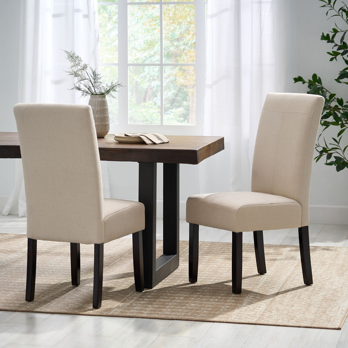 Pertica Dining Chair - Contemporary Design Wood Fabric Natural