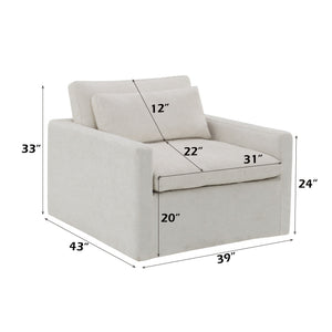 Frederick Ivory Fabric Swivel Chair w/Pillow