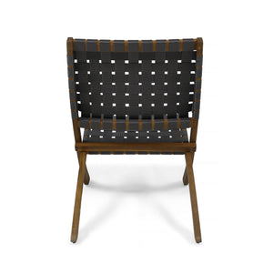 Solidago - Outdoor And Strapping Belt Folding Chairs, (Set of 2) - Black / Brown