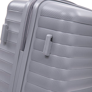 4-Piece PP Spinner Wheel Luggage Set with Cosmetic Case, Light Gray