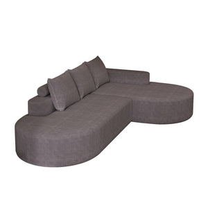 Modern Curved Sofa, L-Shaped Modular Sectional Set With 3 Pillows