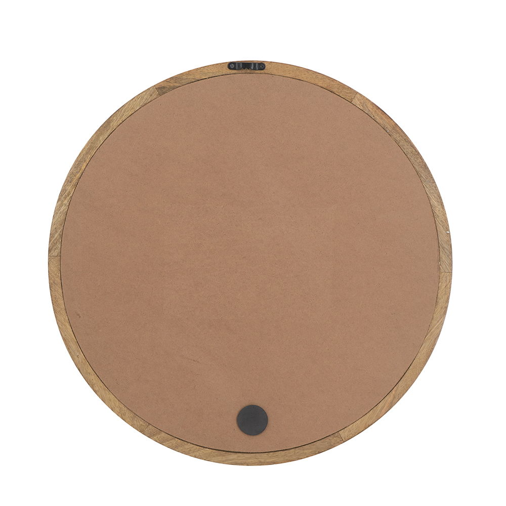 Circle Wall Mirror with Wooden Frame - Black, Light Brown, Dark Brown
