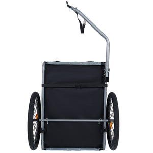 Large Folding Bike Trailer for Dogs with Mesh Ventilation - Gray
