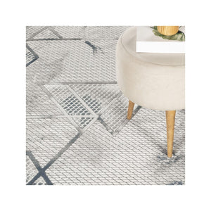 Geometric 3D Effect Area Rug with Contemporary Design - Ivory / Gray