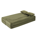 71-Inch Folding Sofa Bed in Green Plush Faux Fur