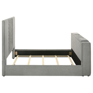 Tara 61-inch Upholstered Queen Panel TV Bed Grey