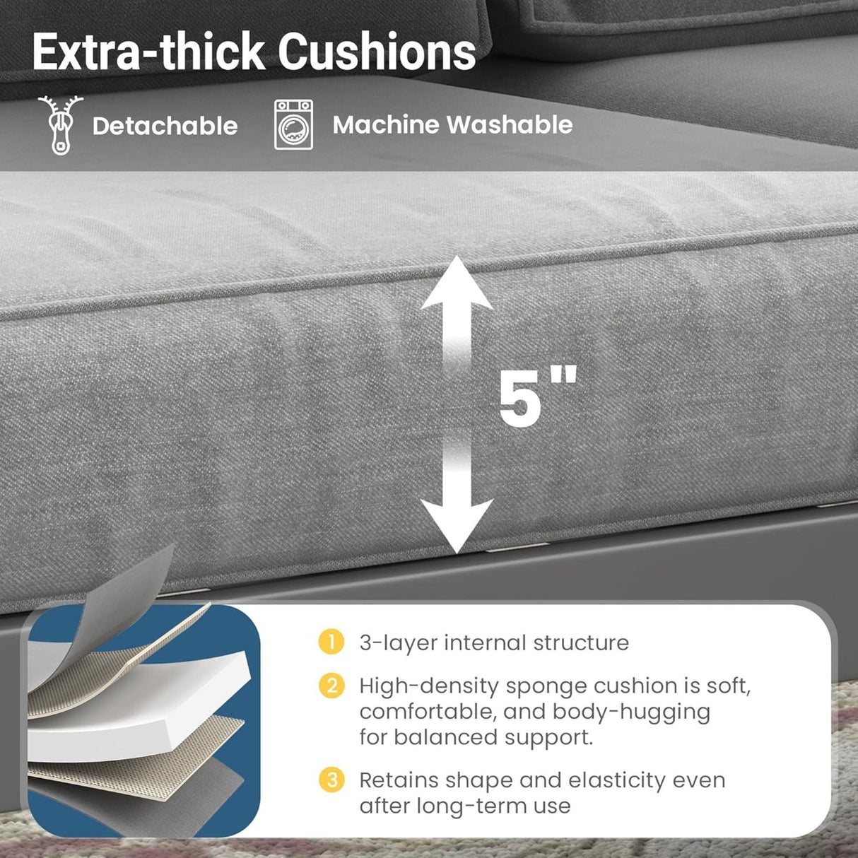 Modern All-Weather Patio Armchairs With Thick Cushions (Set of 2)