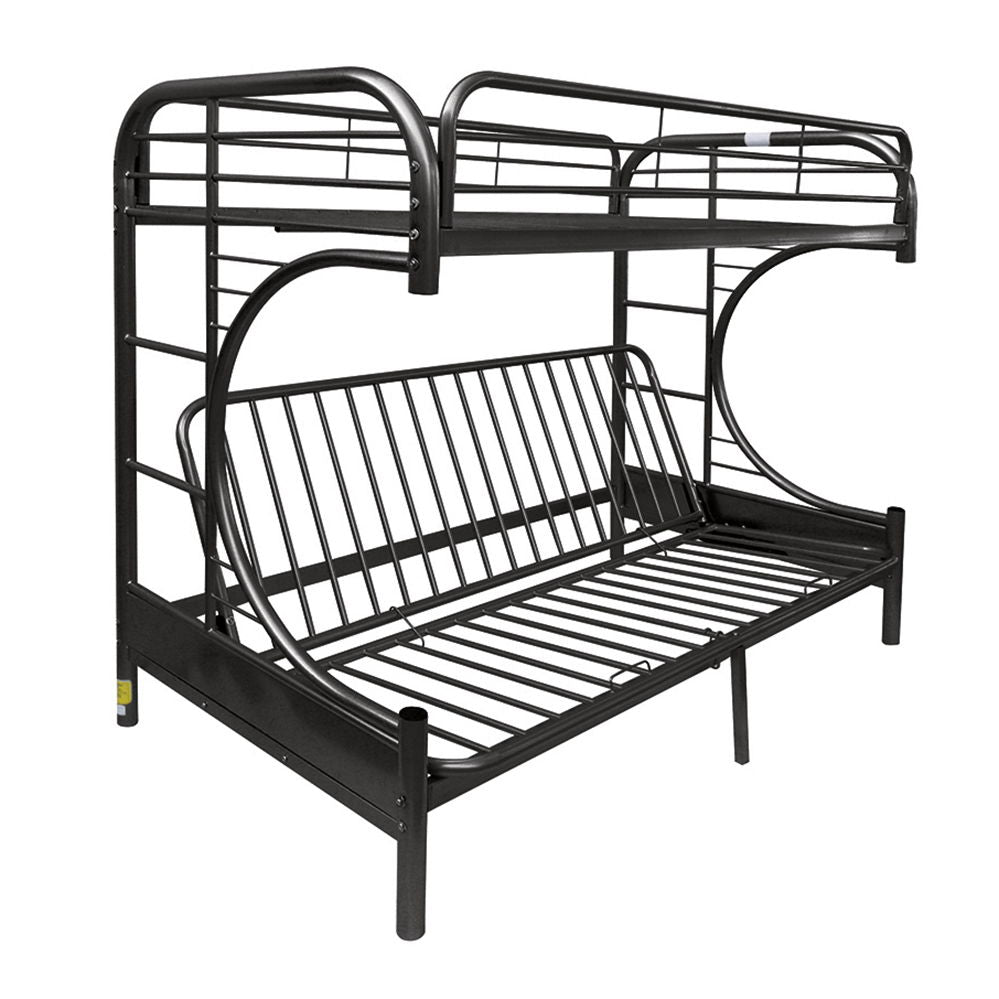 Eclipse Twin Long Queen Futon Bunk Bed - Black