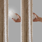 Knitted jacquard damask total blackout grommet top curtain panel pair(2 pcs window panels)