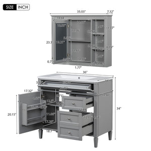 Bathroom Vanity With Top Sink, Storage Cabinet With Mirror