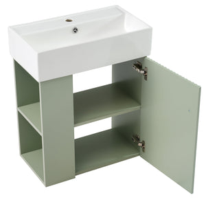 21.6 Inch Modern Floating Bathroom Vanity with Ceramic Basin