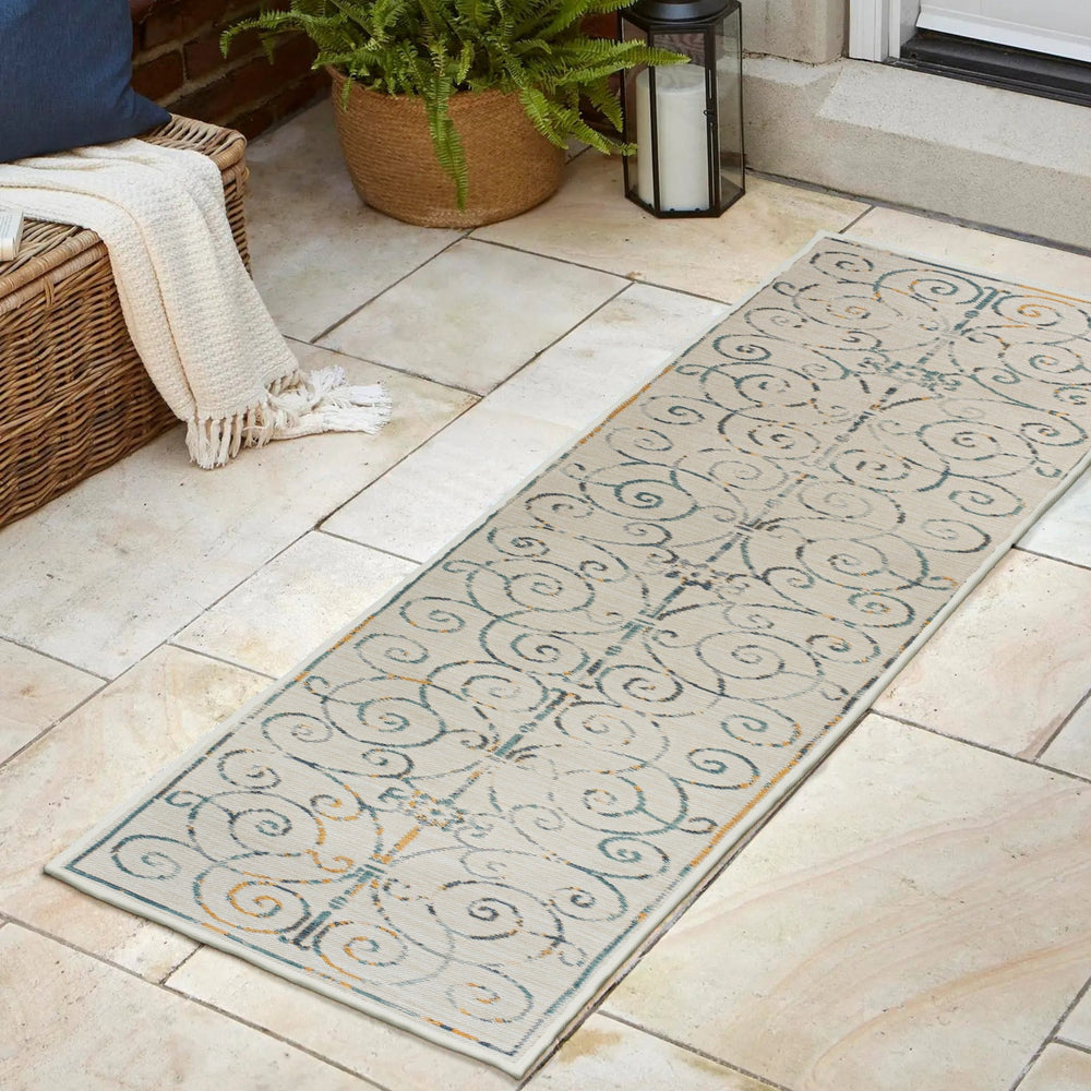 Danae-Classic-Cottage-Filigree-Scroll-Reversible-Machine-Washable-Indoor/Outdoor-Runner-Rug-Runner-Rugs